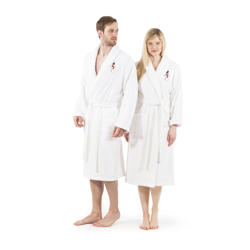 Peignoir en toile de coton turque brodé 100% coton, S / M, Blanc
