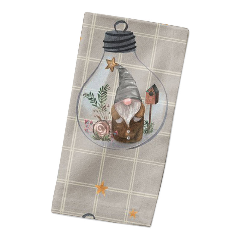 Serviette en coton 10 po Dreavyn, Gris / blanc