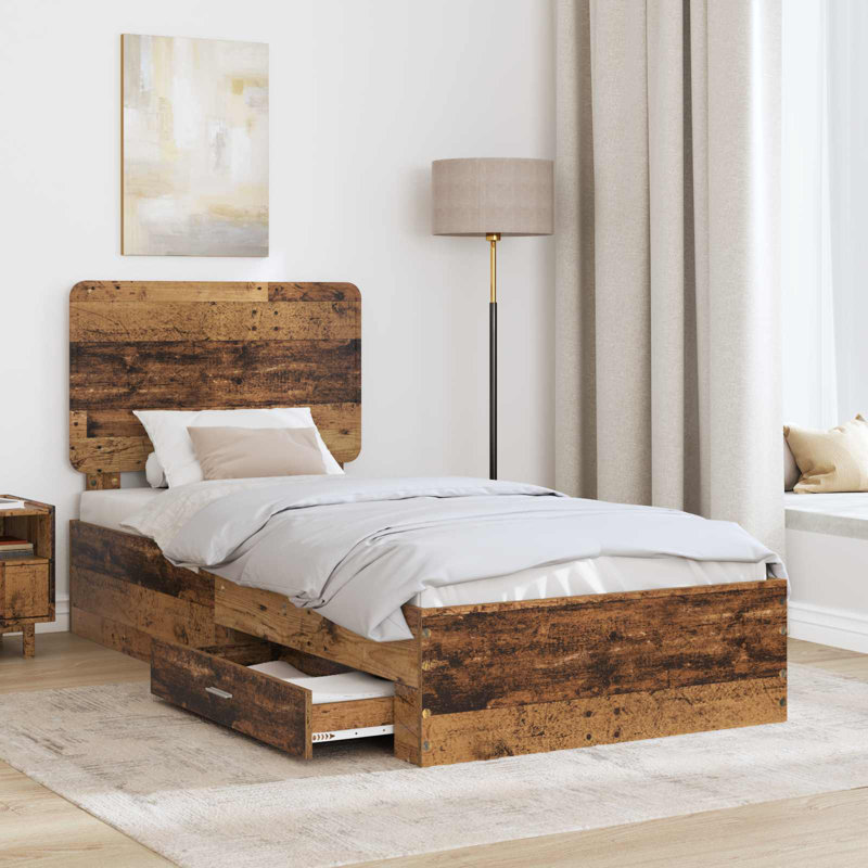 Bed, European Single (90 x 200 cm), Old Wood