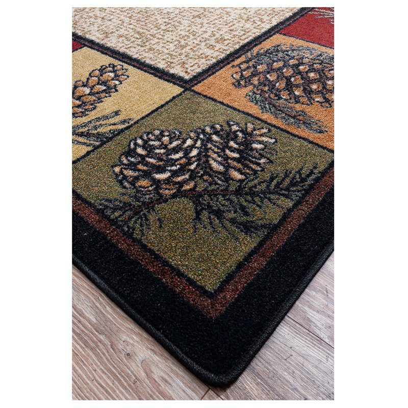 Tapis vert tissé à la machine Melvin, Rectangle 3 pi x 4 pi