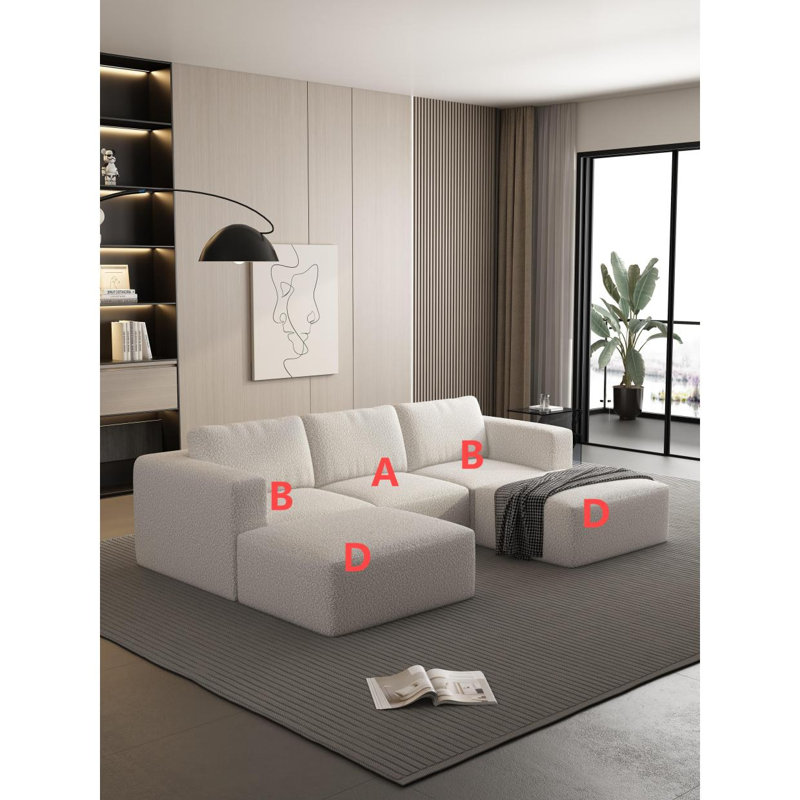 Canapé-lit modulaire, canapé modulaire avec méridienne et repose-pieds 104,32 x 66,92