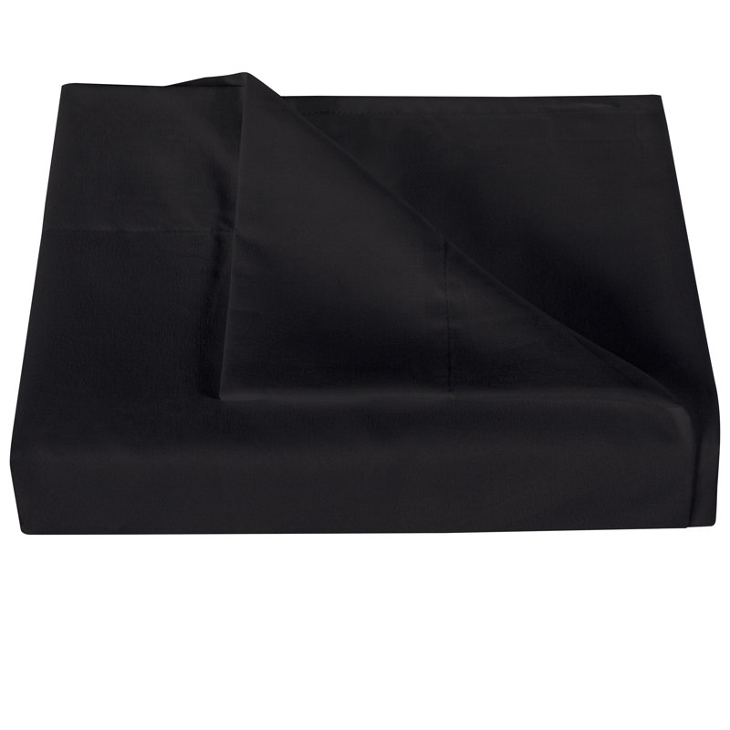 Drap plat en microfibre , Noir, Drap plat pour lit simple