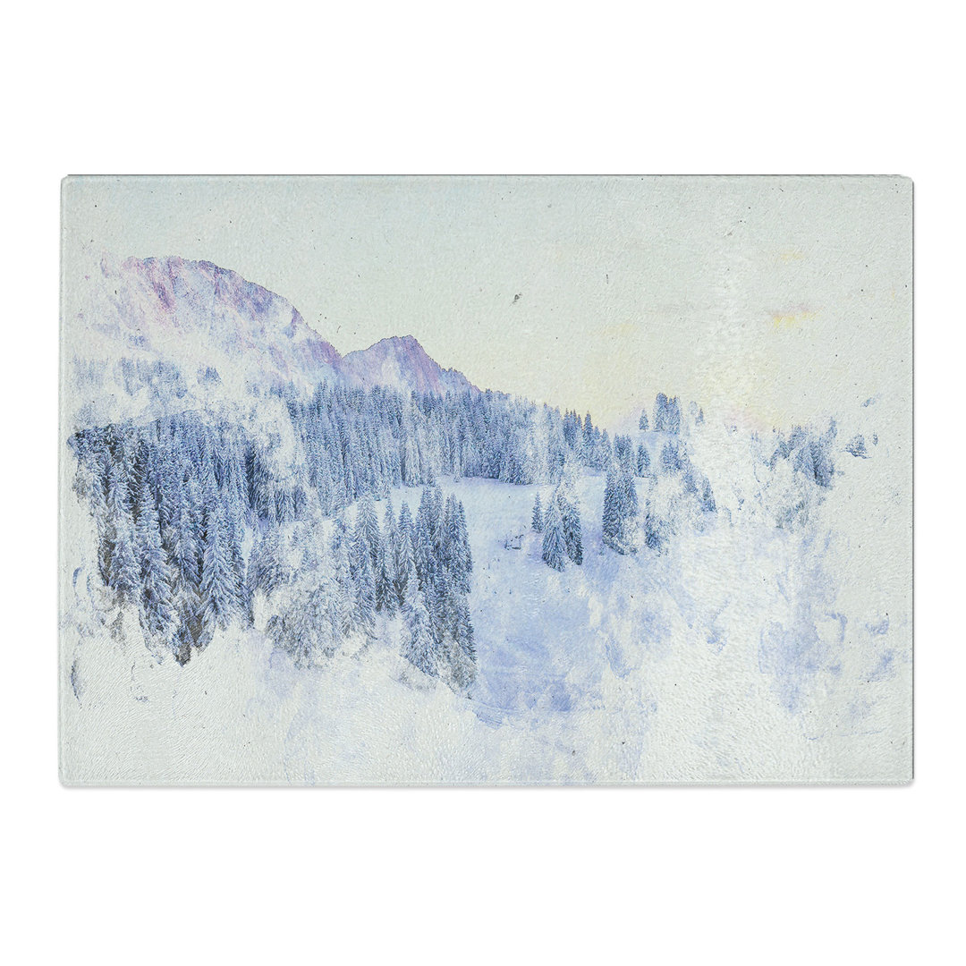 Tempered Glass Mountain & Forest at Winter Chopping Board