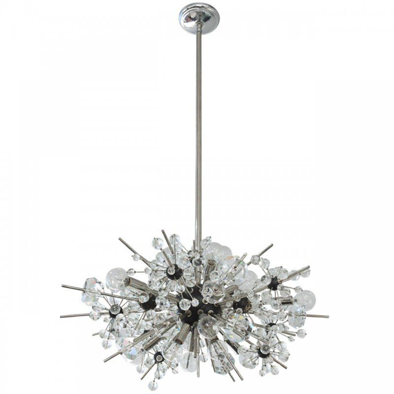 18 - Light Sputnik Sphere Metropolitan Chandelier, Smoke, Polished Nickel, 35“ Width x 23” Depth x 23" Height