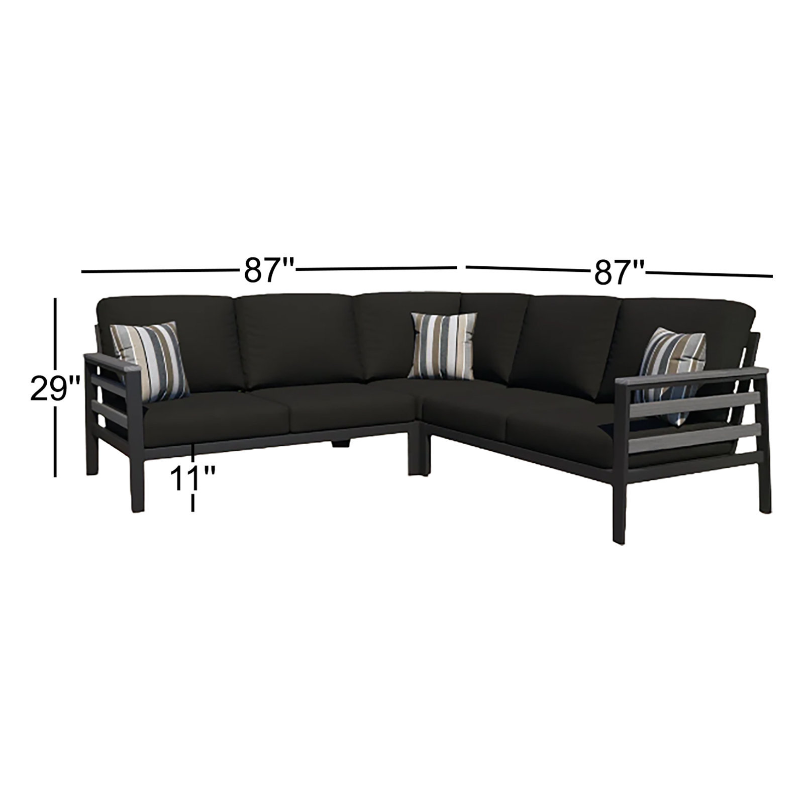 Townsend 87" Sunbrella® Patio Sofa, Canvas Black Sunbrella® Canvas