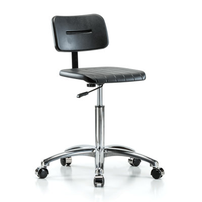 Chaise de travail en polyuréthane chromé PERCH | Hauteur du banc moyen: 19,5 à 27 po