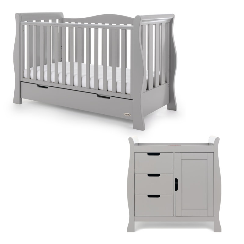 Stamford Luxe Cot Bed 2-Piece Nursery Furniture Set, Warm Grey