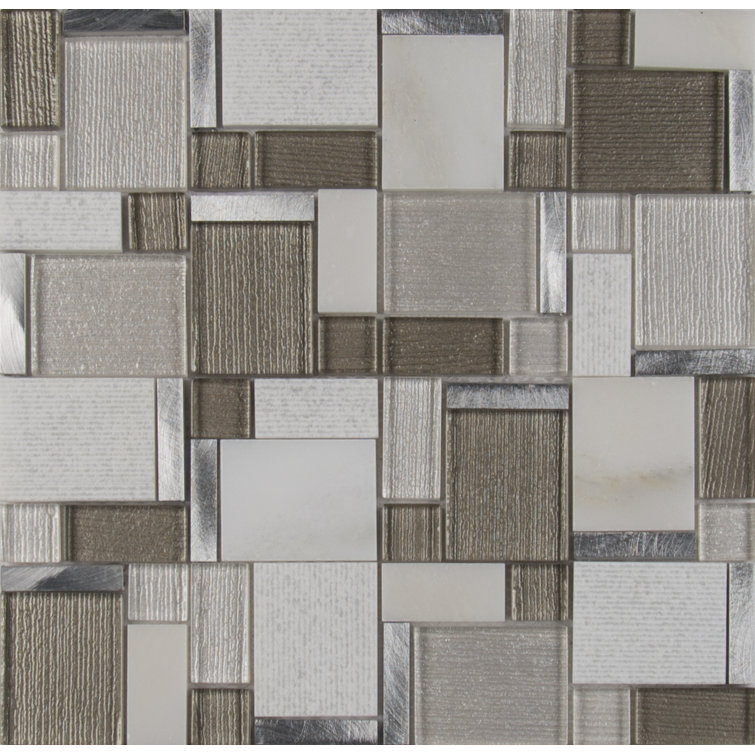 Magica Random Sized Glass/Stone Mosaic Tile in Gray/Brown