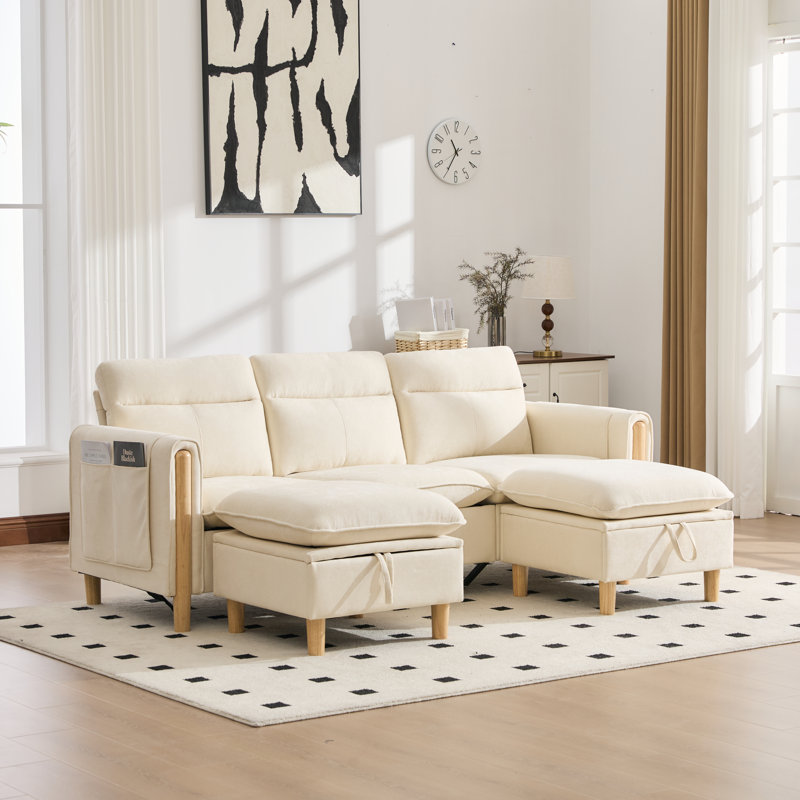 79" ModernSectional Sofa, U-Shape Chenille Couch with Storage Ottoman, Upholstered Sofa with Side Pockets for Living Room,Apartment
