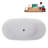 59" Streamline Soaking Matte White Stone Resin Freestanding Tub And Tray With Internal Drain In Polished Chrome