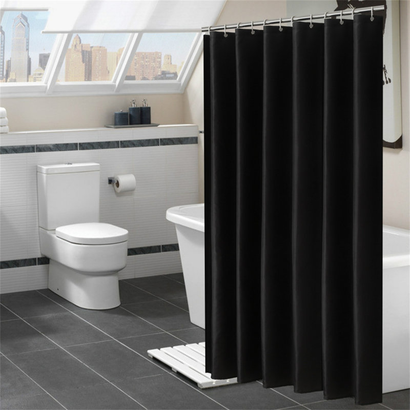 Brough Shower Curtain with Hooks Included, 70.87'' H x 70.87'' W, Black