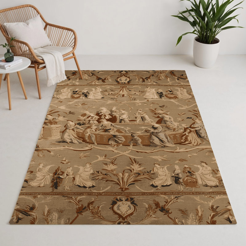 Tapis d'intérieur et d'extérieur brun français, Rectangle 9 pi x 12 pi
