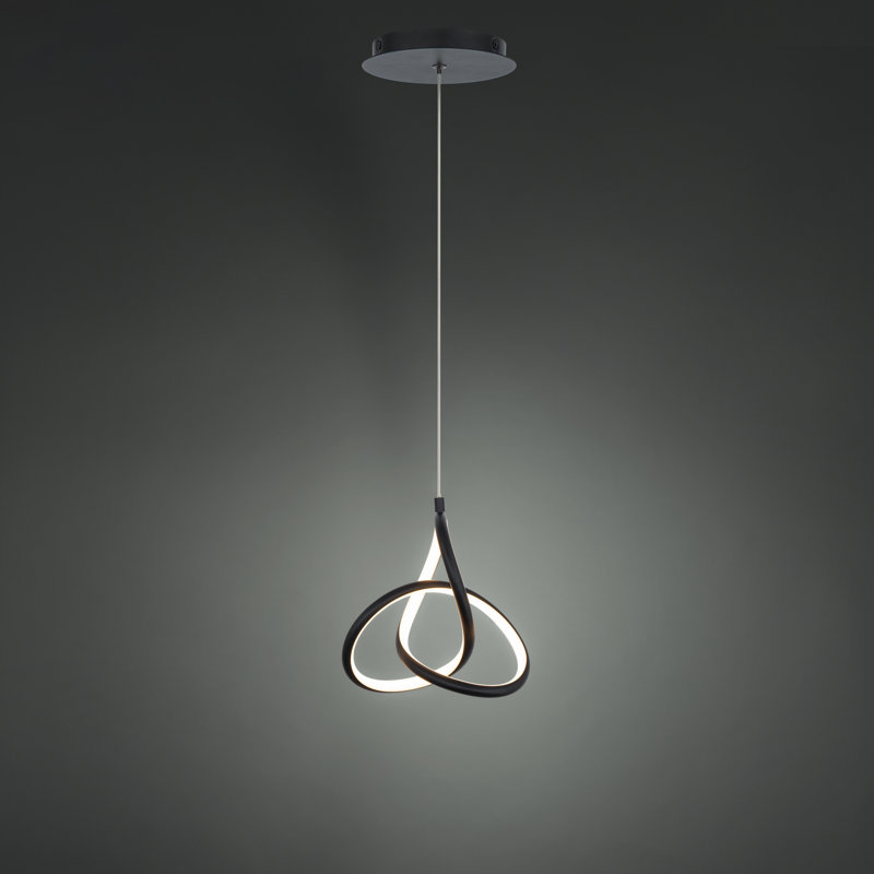 Vornado Black Mini LED Modern Indoor/Outdoor Pendant with Opaque White Shade