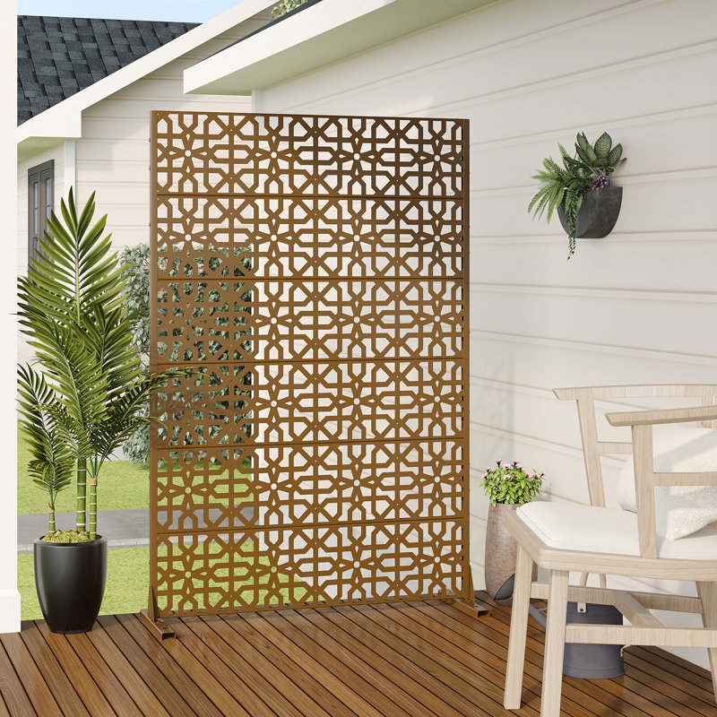 Paravent d'extérieur rectangulaire en métal 72 "x 47", Brun