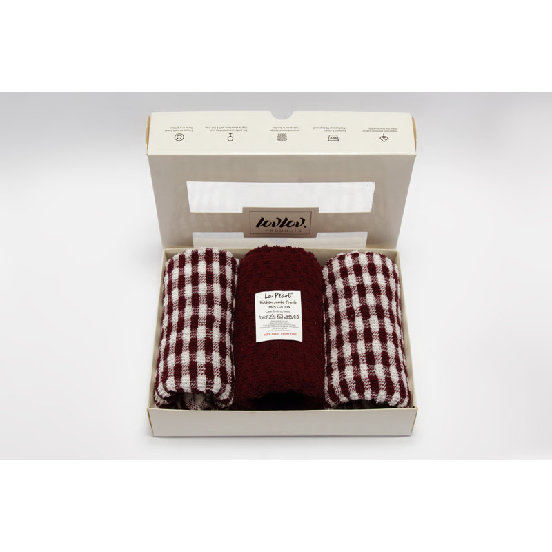 Cotton Jacquard Tea Towel Kitchen Towel, Burgundy