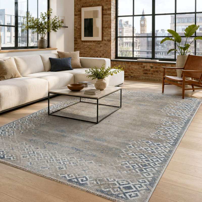 Netline Home Signature Stripes Bright Blue Geometric Washable Rug, 120 x 180 cm