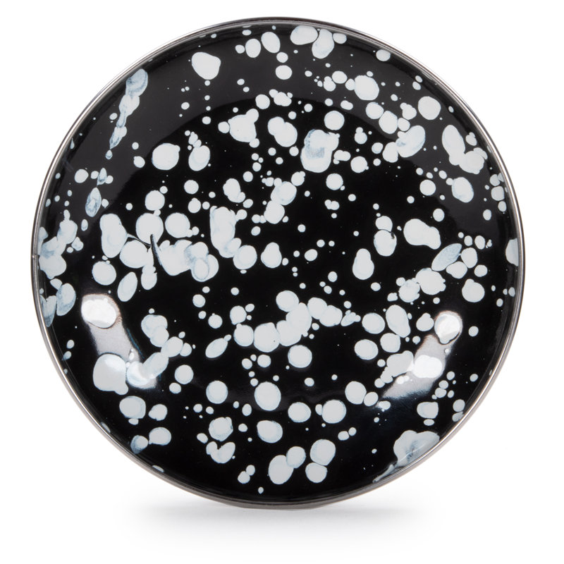Black Swirl Enamelware Appetizer Plate