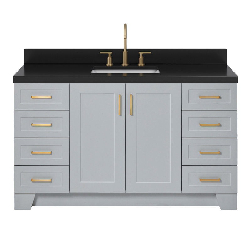 61 IN.  Single Bathroom Vanity, Gray, Rectangle, Carrara Quartz