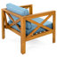 Fauteuil club d'extérieur en bois avec coussins bleus, conversation, chaise ergonomique confortable et confortable de 4 pièces, idéale pour les patios et les jardins, finition, assemblage facile