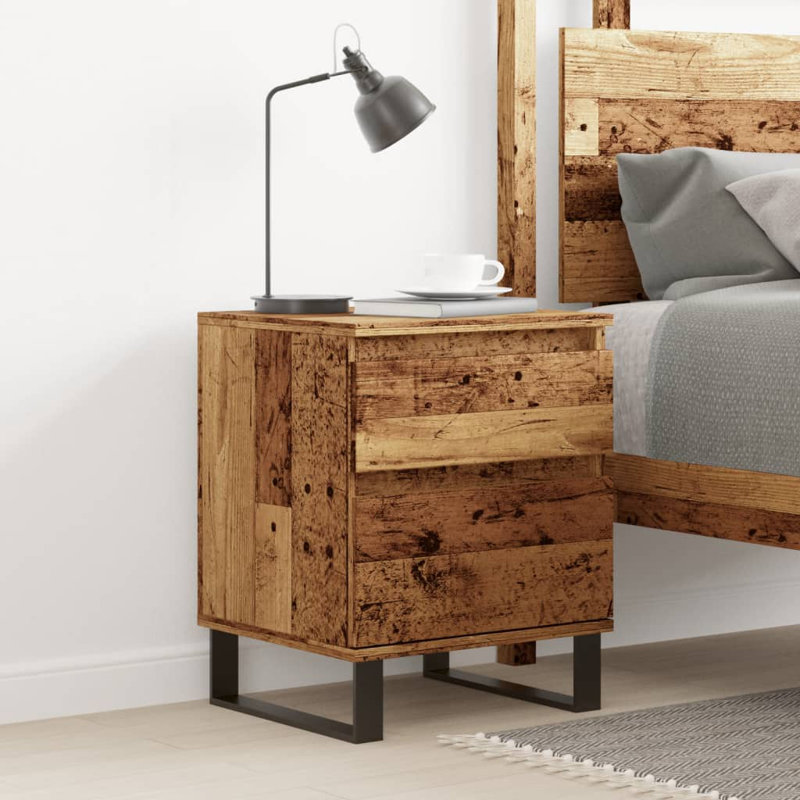 Alicianna 40cm W Manufactured Wood Bedside Table, Old Wood