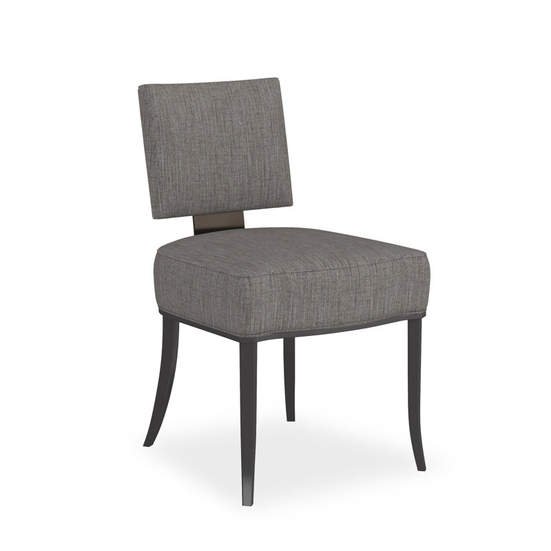 Caracole Classic Upholstered Dining Chair, Gray, Black/Bronze