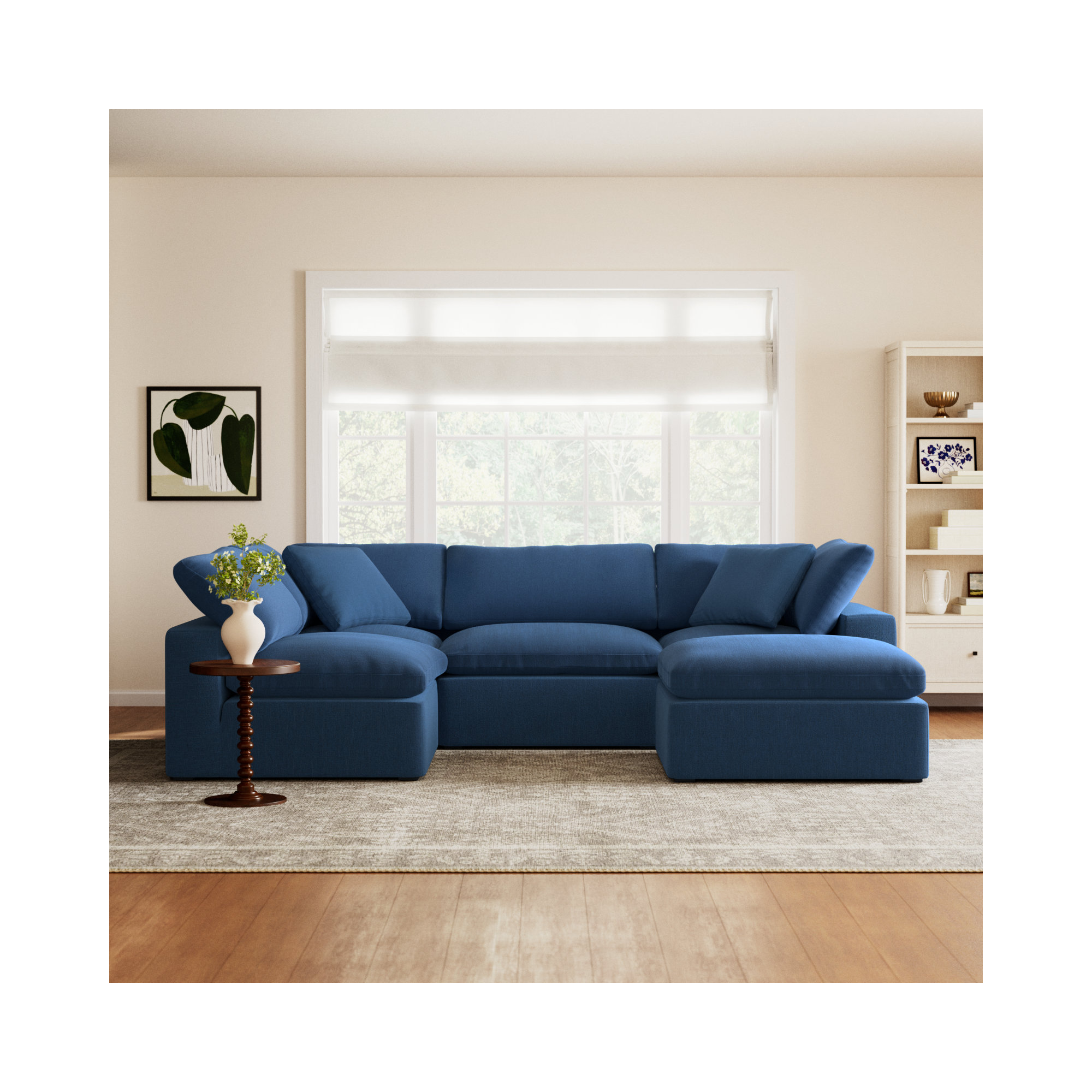 Calana Luxe Modular Sectional, 5 Piece, Navy Revolution Performance Fabrics