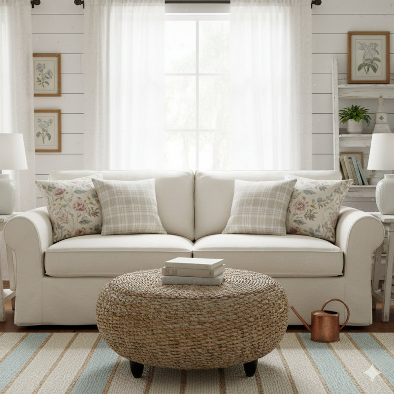 Tropical Upholstered Ottoman