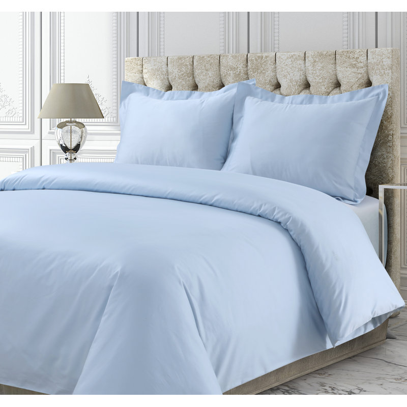 Cotton Sateen Duvet Cover, King, Sky Blue