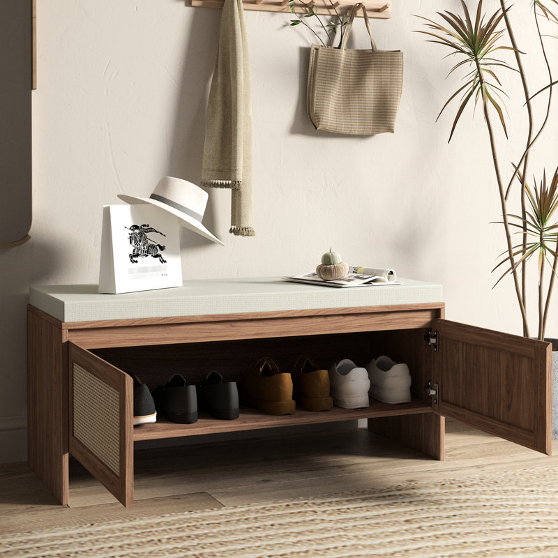 PP Rattan Storage Bench with Cushion
