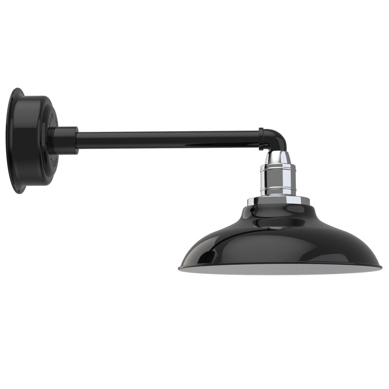 Luminaire de grange d'extérieur Ludwicka, H 9,12 po x l 12 po x P 22,5 po, Noir