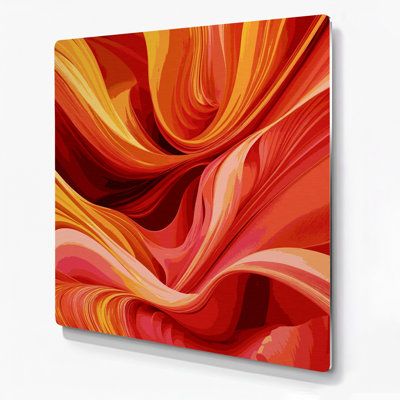 Digital Abstraction 1 Red Metal Wall Art