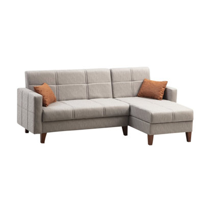 Modern Corner Sofa-Bed, Light Grey, 85.0 x 33.9 x 51.2 inches | Durable Metal/Wood Frame, 26 DNS Sponge Seating, 22 DNS Back Cushion | Perfect for Small Spaces, Stylish & Comfortable Design