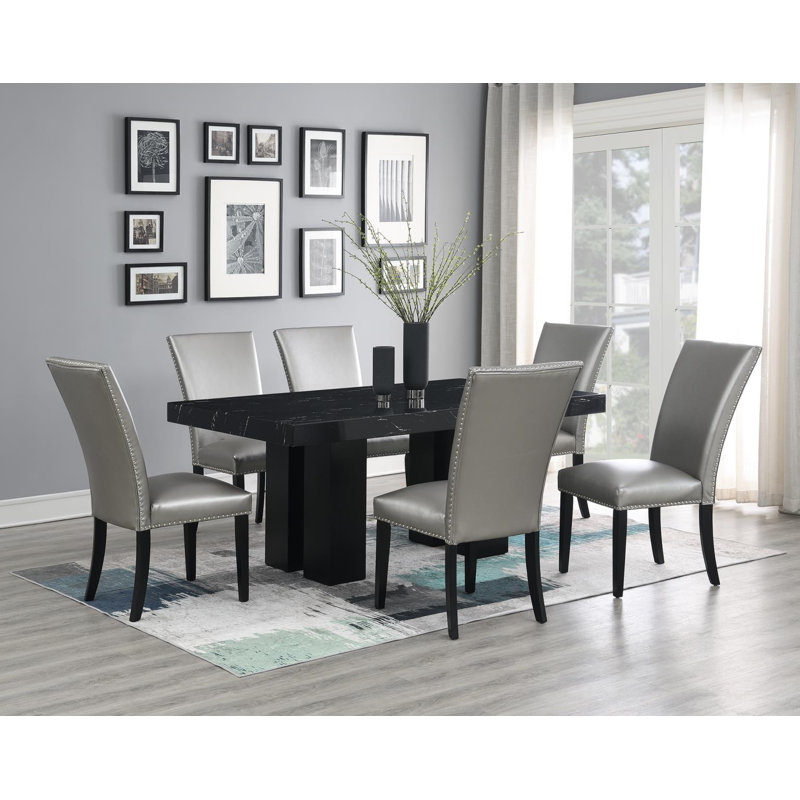 Black Faux Marble Dining Table