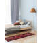 Tapis de couloir unique en laine noué à la main de style années 2000 3 pi 7 po x 9 pi 10 po en rouge / bleu marine / beige Amareli