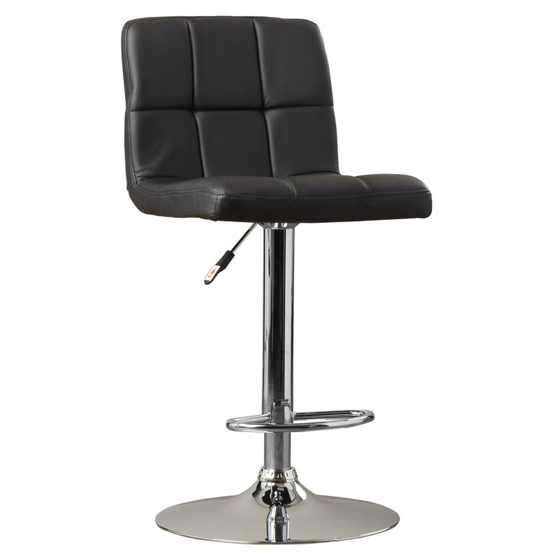 Aishvi Swivel Upholstered Adjustable Height Counter Stool with Metal Frame, Black