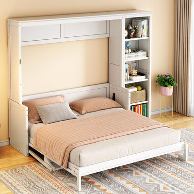 Grand lit escamotable avec bureau et bibliothèque
