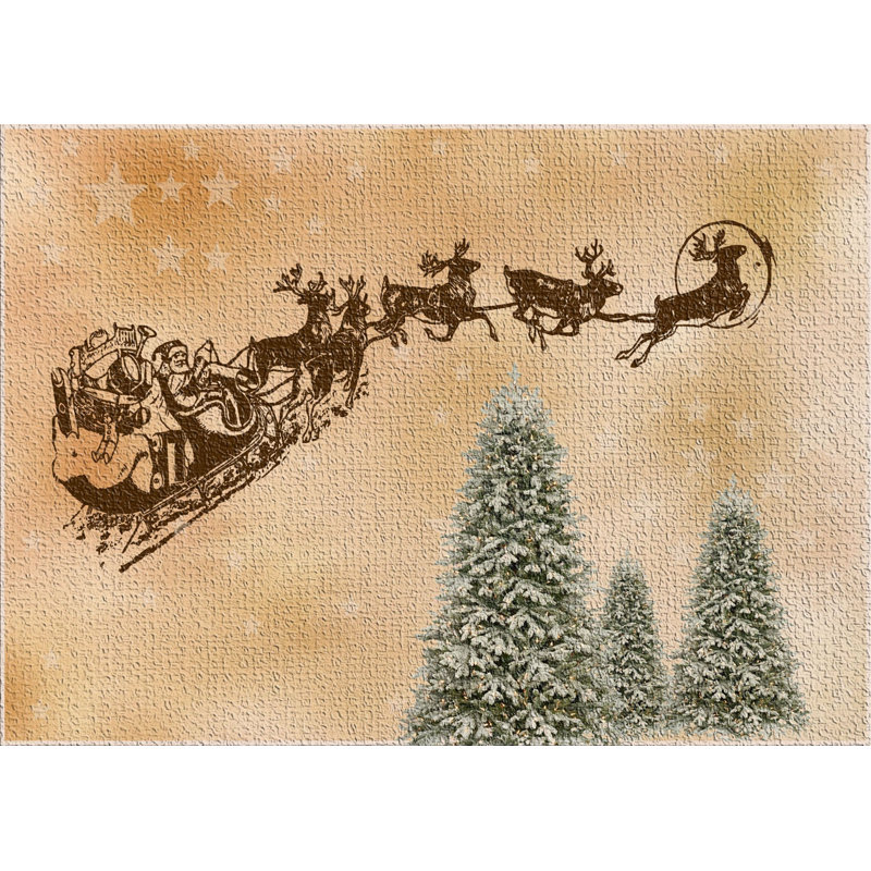 Tapis beige père noël, Rectangle 5 pi x 7 pi