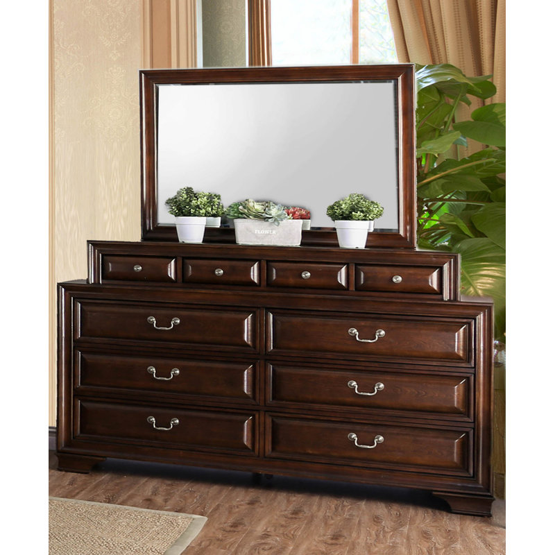 Goldene 66.5'' W 10 - Drawer Dresser, Brown Cherry