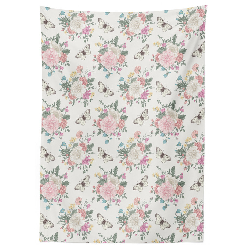 Shabby Flora Dining Room Kitchen Tablecloth, 70" L x 52" W