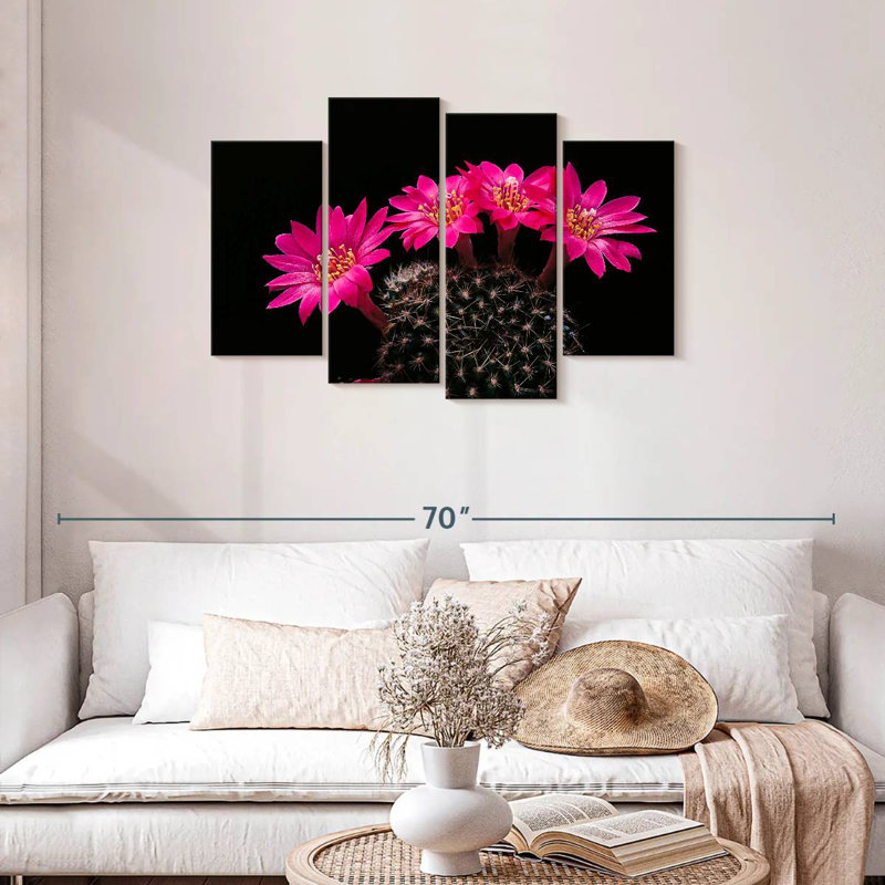 Fleurs de cactus roses Harnek, H 27 po x l 43 po