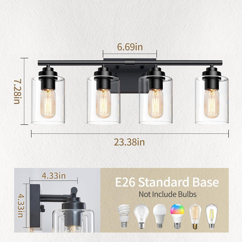 Modern Bathroom Vanity Light Fixture With Finish And Clear Glass Shade, Wall Sconce Lighting For Bathroom, Bedroom, And Living Room
