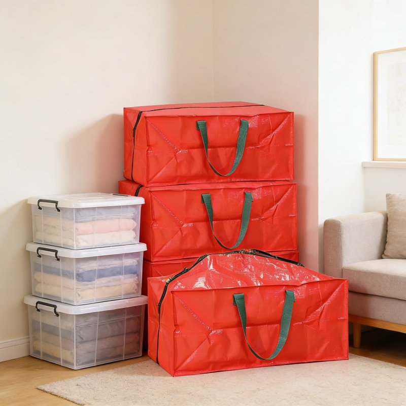 Heavy Duty Christmas Tree Storage Bags Set Of 12, Extra Large Waterproof Moving Bags With Handles And Zipper For Holiday Decorations Organization And Protection