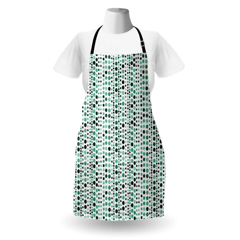 Tablier East Urban Home Modern unisexe, cercles géométriques à pois, taille adulte, vert forêt