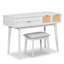 Coiffeuse 43,3 po avec tabouret, miroir rabattable et trois tiroirs, bureau fonctionnel et élégant