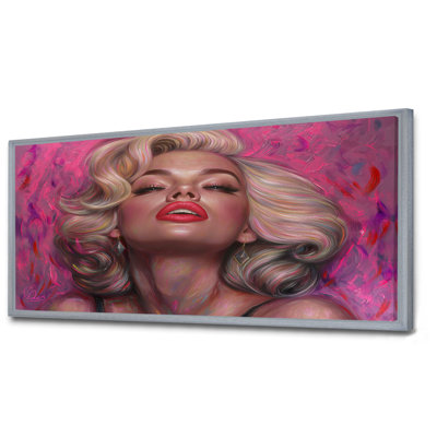 «Pink Marilyn Woman Pop Art Portrait», art mural sur toile mode femme