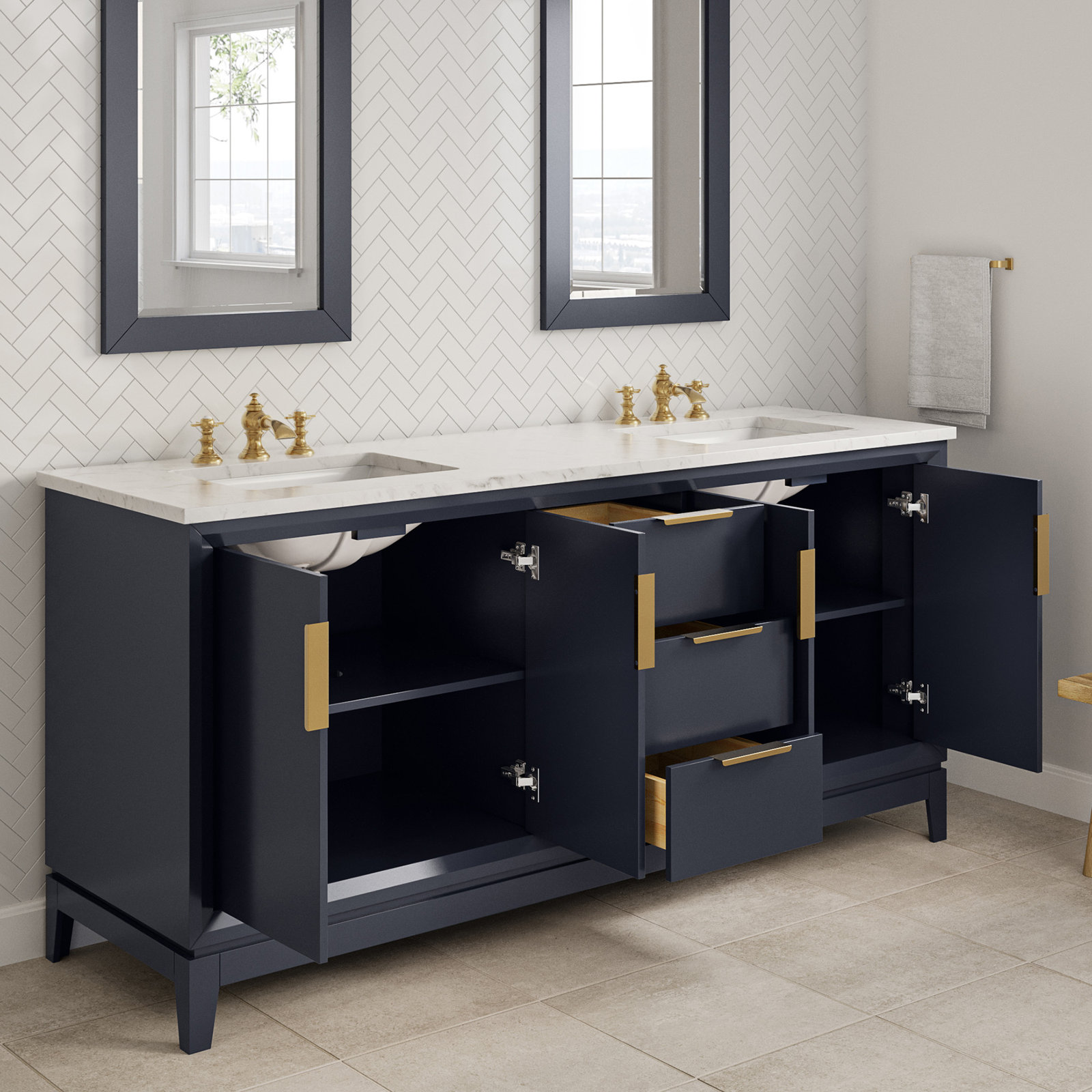 Belmar 72 " Eucalyptus Double Bathroom Vanity, Monarch Blue