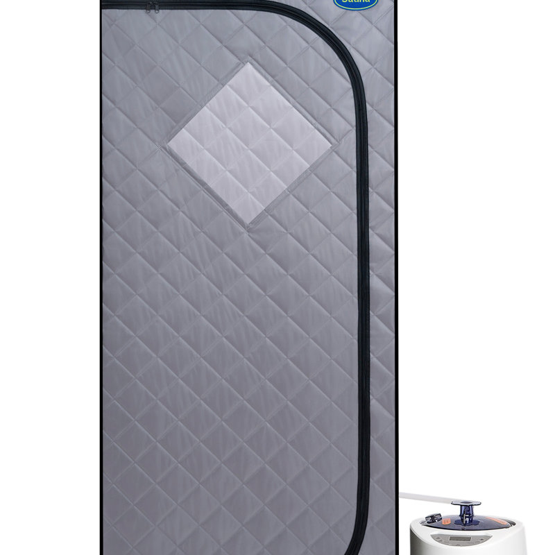 Full Size Portable Grey Steam Sauna Tent–Personal Home Spa, With Steam Generator, Remote Control, Foldable Chair, Timer And PVC Pipe Connector Easy To Install.Fast Heating, With FCC Certification