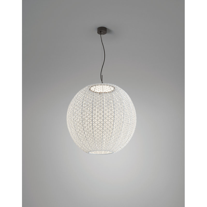 Luminaire suspendu sphère 1 lumière DEL Nans, Beige