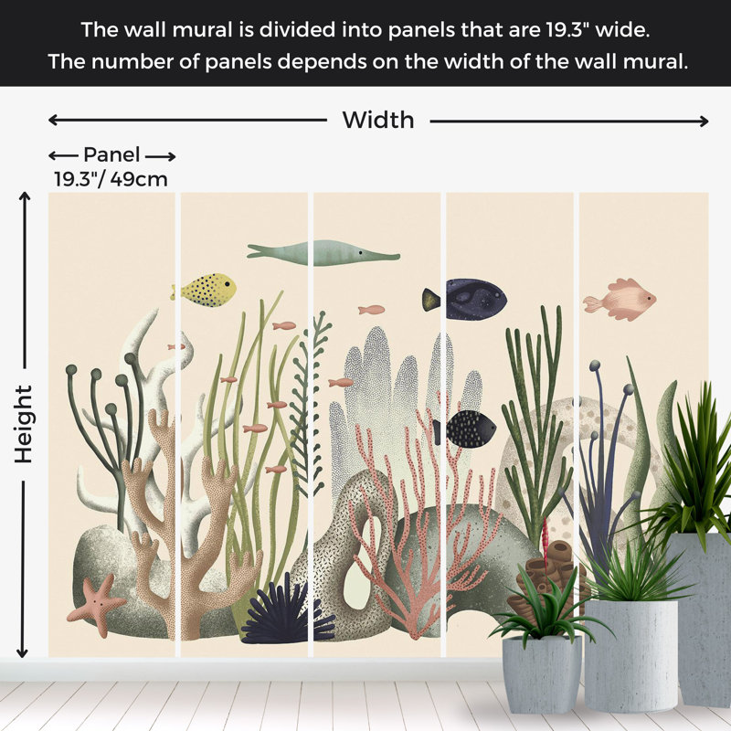 Peel & Stick Kids Wall Mural - Underwater World, 82" L x 115" W