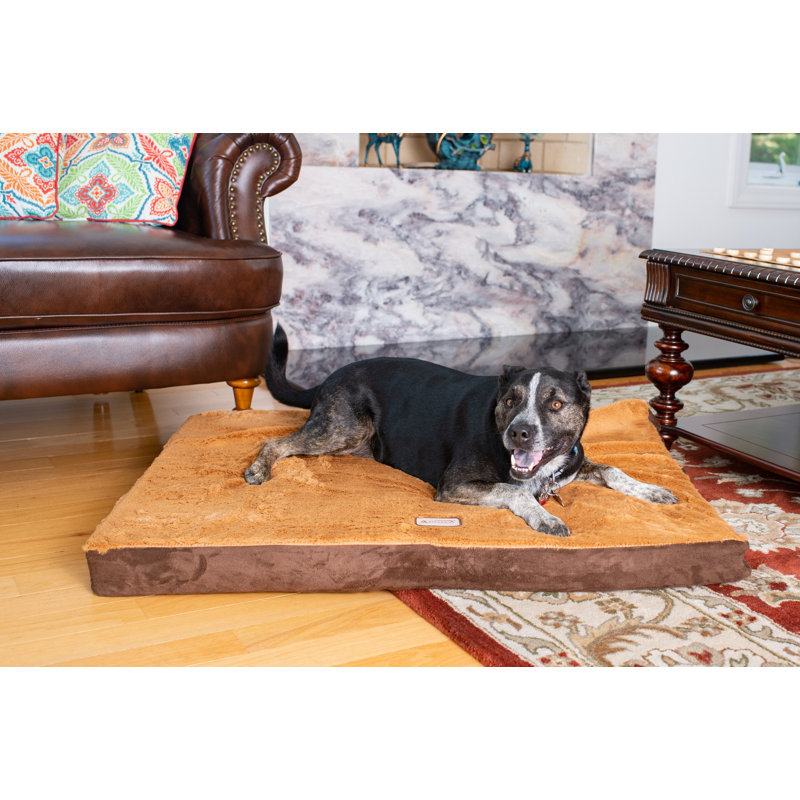 Orthopedic Suede Pet Bed, Small (23.5" W x 18" D x 2" H), Brown